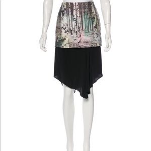 TIBI Printed Panel Black Silk Skirt size 0
